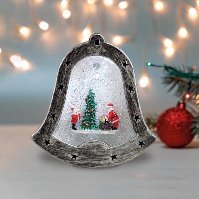 Декоративный фонарь-светильник "Колокольчик" 20 см с эффектом снегопада – фото 1