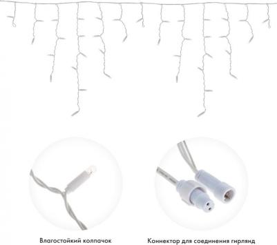 Гирлянда АЙСИКЛ бахрома, 4,8х0,6 м, белый ПВХ, 152LED тепло-белые – фото 9