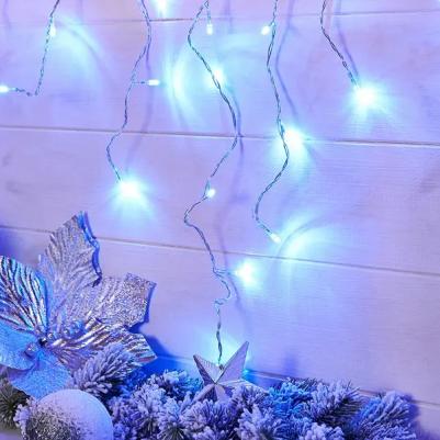 Гирлянда Айсикл светодиодный, 1,8 х 0,5 м, прозрачный провод, 230 В, диоды синие, цена за 1 шт