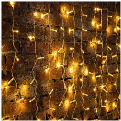 Гирлянда ДОЖДЬ занавес 2х1,5м, прозрачный ПВХ, 192LED тепло-белые, 12LED/нить, 16 нитей – фото 7