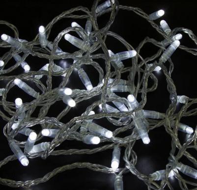 Гирлянда Нить 10м, с эффектом мерцания, прозрачный ПВХ, 24В, цвет Белый, цена за 1 шт