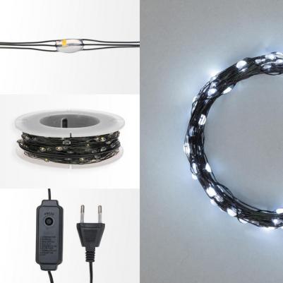 Гирлянда Роса с контроллером 50м, 500LED, IP20, 230В, зеленый провод, белое свечение, цена за 1 шт – фото 2