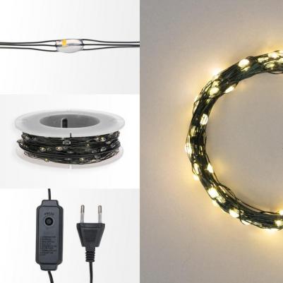 Гирлянда Роса с контроллером 50м, 500LED, IP20, 230В, зеленый провод, теплое белое свечение, цена за 1 шт – фото 3