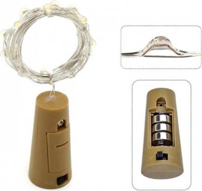 Гирлянда Роса с пробкой 2 м, 20 LED, белое свечение, 3хLR44 в комплекте, цена за 1 шт – фото 5