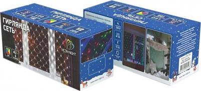 Гирлянда Сеть 1,8х1,5м, прозрачный ПВХ, 180 LED Мультиколор, цена за 1 шт – фото 6