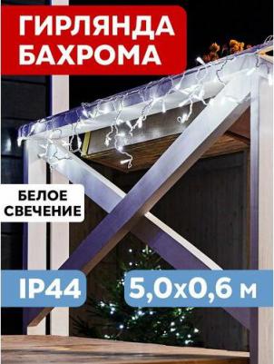 Гирлянда светодиодная Айсикл 5х0,6м, с эффектом мерцания, прозрачный провод, IP44, 230В, диоды БЕЛЫЕ, 112LED, цена за 1 шт – фото 3