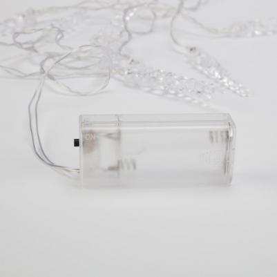 Гирлянда светодиодная Сосульки 1,5 м, 10 LED, прозрачный ПВХ, цвет свечения теплый белый, 2 х АА, цена за 1 шт – фото 5