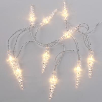 Гирлянда светодиодная Сосульки 1,5 м, 10 LED, прозрачный ПВХ, цвет свечения теплый белый, 2 х АА, цена за 1 шт – фото 6