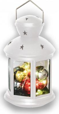 Фонарь новогодний с гирляндой и шариками белый – фото 7