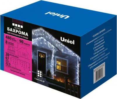 Гирлянда Бахрома 20*0,7м 480Led холодный белый свет пульт управления прозрачный провод 3м IP44 ULD-B20007 UL-00008559 – фото 6