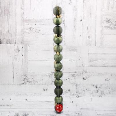 Набор шаров пластик d-5 см, 12 шт Новогодние ветви зелёный – фото 1