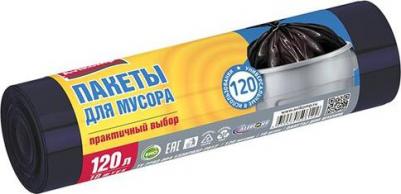 Мешки для мусора, 13 мкм, 120 л, рулон 10 шт, черные – фото 2