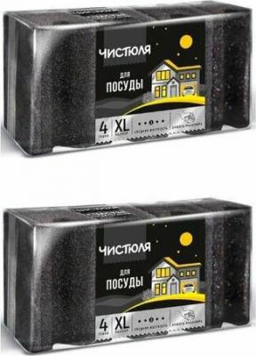 Губки для посуды черные большие XL профильные 4 шт – фото 4
