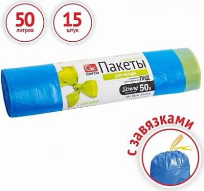 Мешки для мусора на 50 л с завязками синие – фото 3