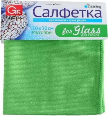 Салфетка хозяйственная для стекла микрофибра 30x30 см зеленая – фото 2