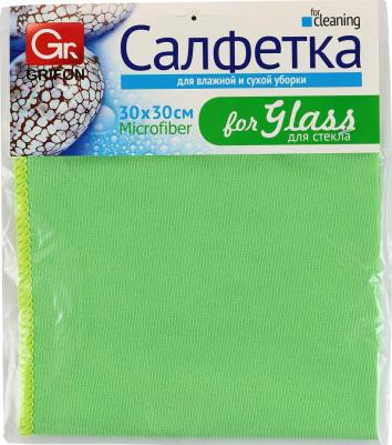 Салфетка хозяйственная для стекла микрофибра 30x30 см зеленая – фото 3