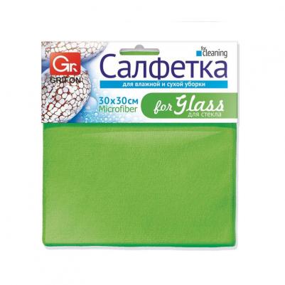 Салфетка хозяйственная для стекла микрофибра 30x30 см зеленая