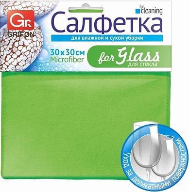 Салфетка хозяйственная для стекла микрофибра 30x30 см зеленая – фото 6