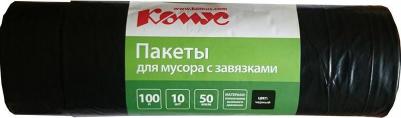 Мешки для мусора на 100 литров с завязками черные