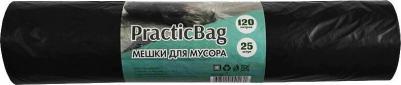 Мешки для мусора PractikBag 120л/25шт, 35мк, ПВД, рулон, черные, арт.1138 – фото 1
