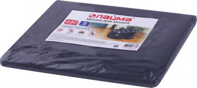 Мешки д/мусора 240л, черные, в пачке 5шт, ПВД, 60мкм, 90х140см, особо прочные, 601394 – фото 1