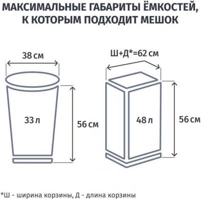 Мешки для мусора на 60 л с завязками синие – фото 7