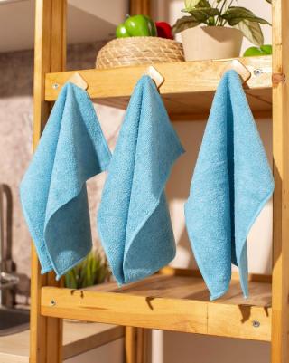 Салфетки хозяйственные микрофибра 30х30 см 300 г/кв.м синие 3 штуки в упаковке – фото 2