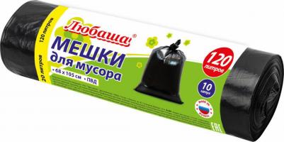 Мешки для мусора, 120 литров, черные, в рулоне 10 штук, ПВД 25 мкм, 68 х 105 см – фото 2