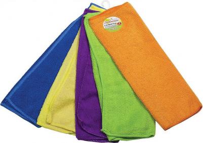 Салфетки универсальные, КОМПЛЕКТ 5шт., микрофибра, 30х30см,, 603942