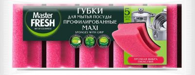 Губки для мытья посуды Профилированные Maxi микс яркие цвета, 5шт – фото 1