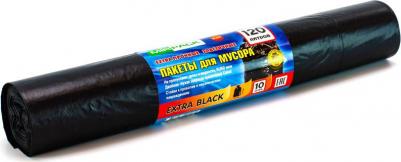 Мешки для мусора 120л Extra black ПВД, 70*110см, 50мкм, 10шт., черные, в рулоне – фото 2