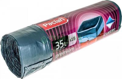 Мешки для мусора 35 л, завязки, синие, в рулоне 15 шт., ПВД, 30 мкм, 60х53 см, "Premium", 402170 – фото 2