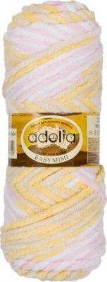 Пряжа BABY MIMI 100 % полиэстер 5 шт. х 100 г 80 м ± 4 м №04 белый-бежевый-желтый-св. розовый