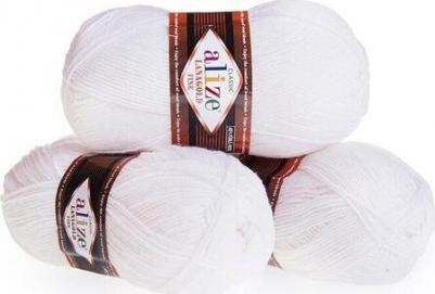 Пряжа Lanagold Fine - 2 мотка, 55 белый, 49% шерсть, 51% акрил 390м/100г – фото 4