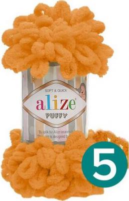 Пряжа Puffy 100г, 9м (100% микрополиэстер) (336 оранжевый), 5 мотков – фото 1
