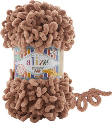 Пряжа Puffy fine светло-коричневый, 100%микрополиэстер, 14.5м, 100г, 1шт – фото 2