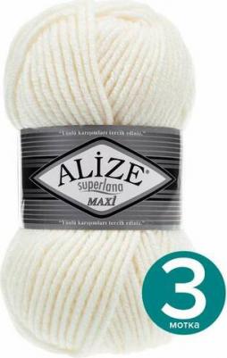 Пряжа Superlana Maxi, 25 % шерсть, 75 % акрил, 100 г, 170 м, 1 шт., 62 молочный – фото 1