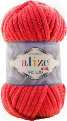 Пряжа Velluto 100г, 68м (100% микрополиэстер) (56 красный), 5 мотков – фото 1