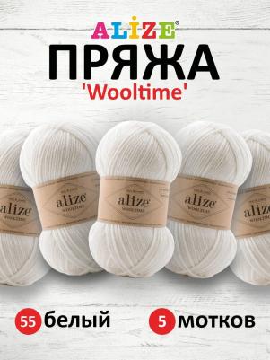 Пряжа Wooltime белый (55), 75%шерсть/25%полиамид, 200м, 100г, 1шт – фото 1