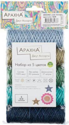 Пряжа "Jute" Ассорти 100% джут 5 шт х 30 г 27 м ± 1 м № 06