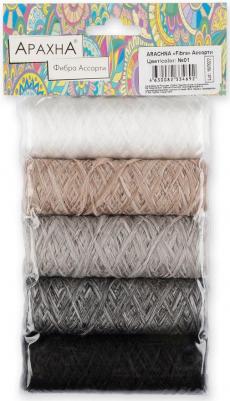 Пряжа носочная добавка "Fibra" Ассорти, 100 г, 5 шт. полиэфир №01 – фото 1