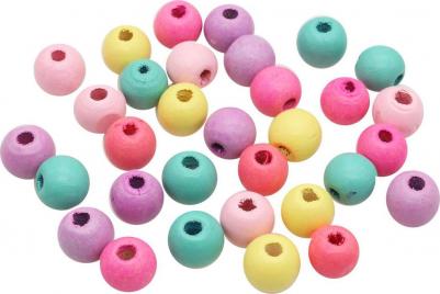 4AR399 Бусины деревянные, цветной микс, 12мм, 18гр/упак – фото 1