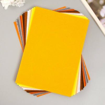 Фетр листовой мягкий ассорти, 1.0мм, 170гр, 20х30см, 16шт/упак, (5)