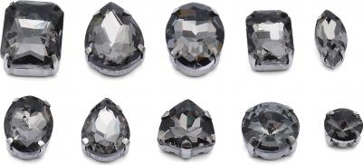 МФ-15 Хрустальные стразы в металлических цапах, форма страз: микс, серый, 10шт/упак – фото 1
