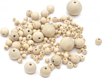 Набор круглых деревянных неокрашенных бусин, 6-30 мм, 168 (+/- 6) шт