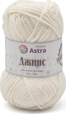Пряжа 'Джинс' 50г, 135м, хлопок, акрил, 020 молочный, 4 мотка – фото 1