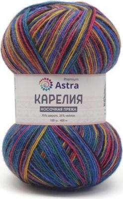 Пряжа Карелия носочная, 100 г, 400 м шерсть, нейлон 1002, 2 мотка