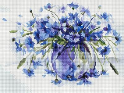 Алмазная мозаика 319-ST-S Василёчки-васильки / 30х40 см. / На подрамнике / Полная выкладка