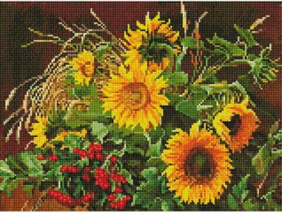 Алмазная мозаика Букет с подсолнухами и калиной 3894-FT-S размер 30*40 см