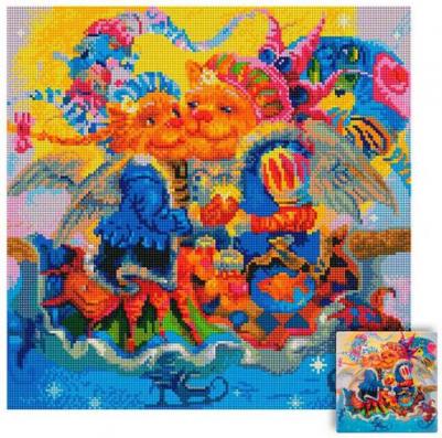 Алмазная мозаика "Фигуристы" с сувенирным магнитом / 40х40 см. / На подрамнике / Полная выкладка – фото 1